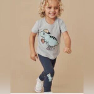 Huxbaby Gray and Blue Dinosaur basketball Matching Set